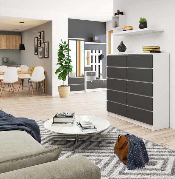 Ak furniture Komoda Kuba 120 cm bílá/grafitová