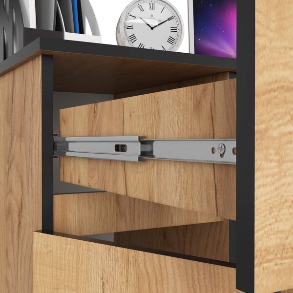 Ak furniture Psací stůl PIKSEL 90 cm dub craft zlatý levý