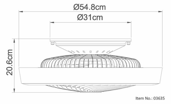 STROPNÍ VENTILÁTOR, 54,8/20,6 cm Globo - Online Only svítidla, Online Only
