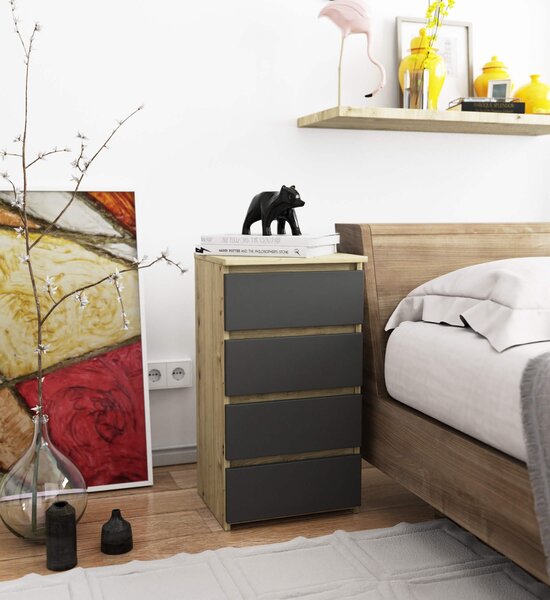 Ak furniture Komoda CL4 40 cm dub artisan/grafitově šedá