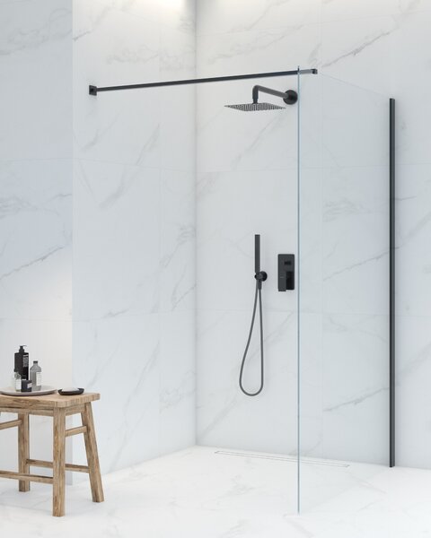 Oltens Bo sprchová zástěna 80 cm černá matný/průhledné sklo 22000300