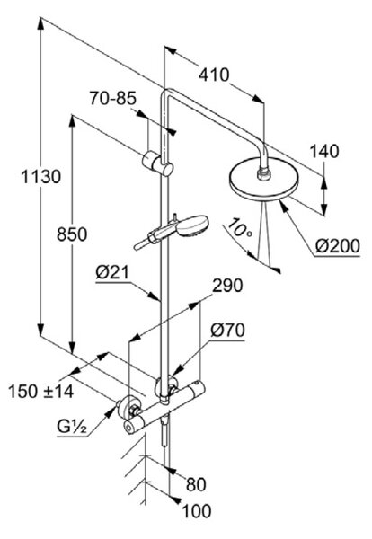 Kludi Dual Shower System sprchová sada na stěnu s termostatem chrom 6809405-00