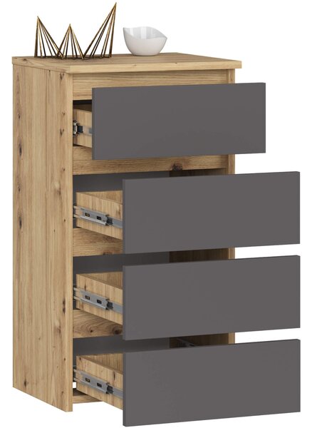 Ak furniture Komoda CL4 40 cm dub artisan/grafitově šedá