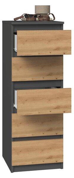 Topeshop W5 ANT/ART KPL, Antracit, Dub, 5 zásuvka/zásuvek, Dřevotřískové desky, Moderní, Dřevotřískové desky, ABS (akrylonitril-butadien-styren)