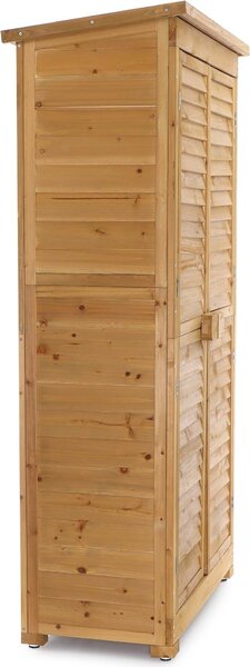 Zahradní kůlna Wiltec s žaluziovými dveřmi ze smrkového dřeva s asfaltovou střechou 870x465x1600mm pro zahradu, terasu a balkon Kůlna na nářadí Dřevěná kůlna Skříň na nářadí