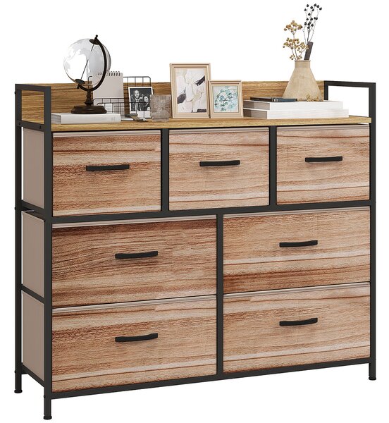 HOMCOM 7 zásuvkový textilní botník - Černý ocelový rám - 98 x 29 x 85 cm, Ložnice, Předsíň, Obývací pokoj, Černý a přírodní | Aosom