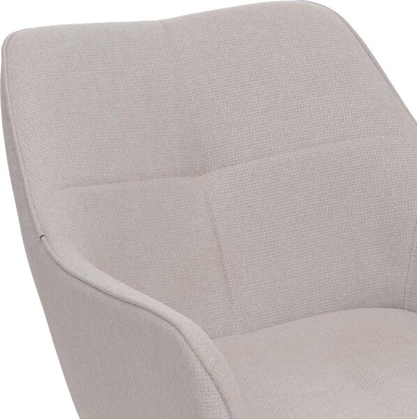 Sada 2 jídelních židlí HWC-O47, područky kuchyňských židlí, otočné automatické vracení, látka/textil (270g/m²) krémově bílá