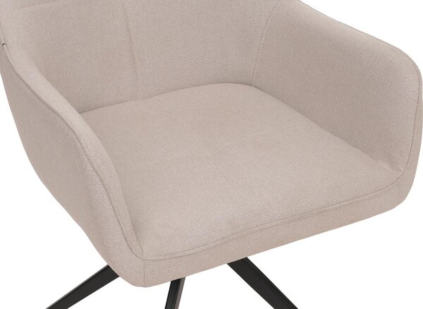 Sada 2 jídelních židlí HWC-O47, područky kuchyňských židlí, otočné automatické vracení, látka/textil (270g/m²) krémově bílá