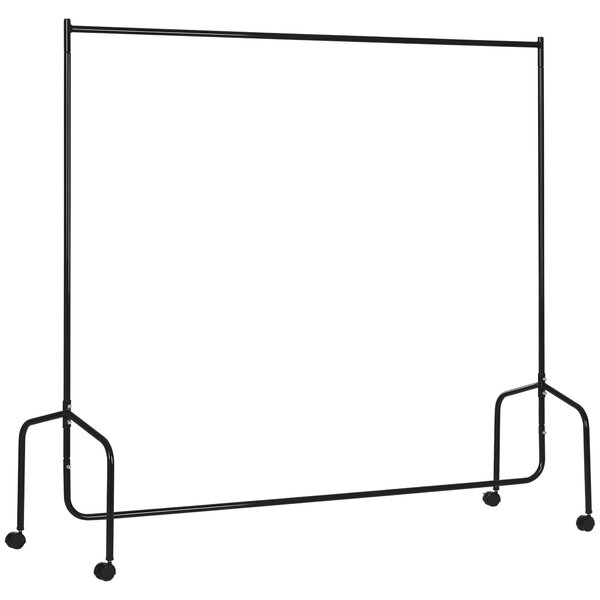 HOMCOM Stojan na oblečení s kolečky, pevný kovový rám, nosnost 140 kg, 180 x 60 x 170 cm, černá ocel | Aosom