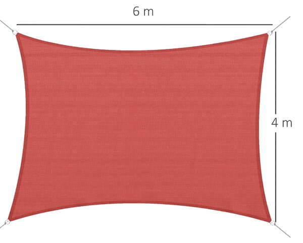 Outsunny Obdélníkový Slunečník 4x6m Venku UV Ochranné Plátno 185g/m² HDPE pro zahradu, terasu, patio, bazén, balkon, terakotová cihla | Aosom