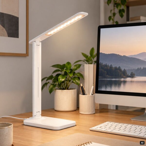 Stolní LED lampa s USB portem SPRINGOS HA7603 bílá