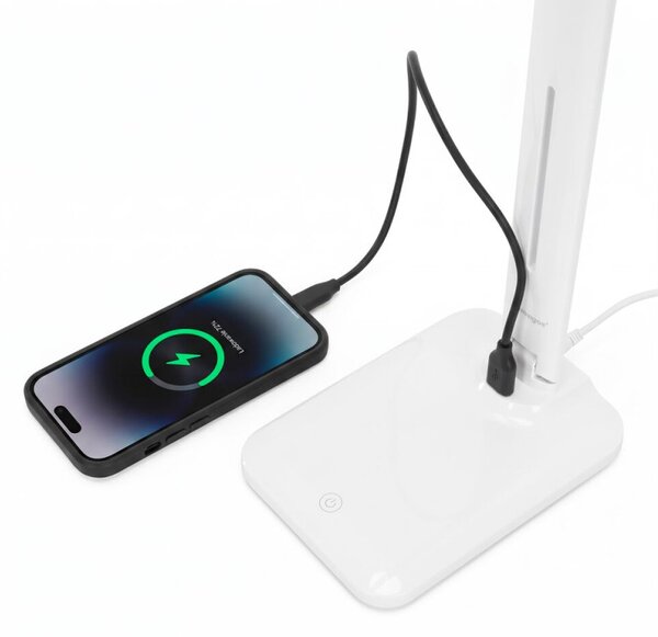 Stolní LED lampa s USB portem SPRINGOS HA7603 bílá