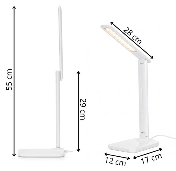 Stolní LED lampa s USB portem SPRINGOS HA7603 bílá