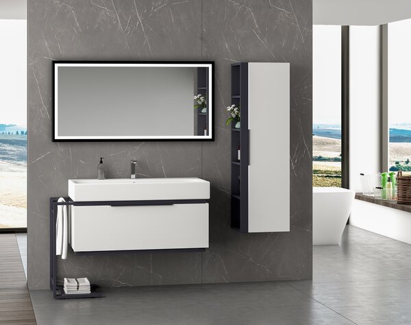 Venti Luxled zrcadlo 120x60 cm obdélníkový s osvětlením černá 5907459662733