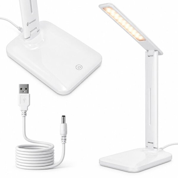 Stolní LED lampa s USB portem SPRINGOS HA7603 bílá
