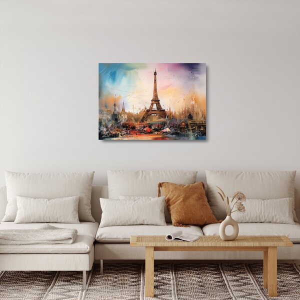 Skleněný obraz - Malba Eiffelovy věže (70x50 cm)