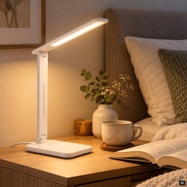 Stolní LED lampa s USB portem SPRINGOS HA7603 bílá