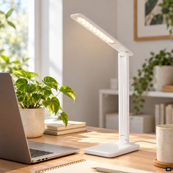 Stolní LED lampa s USB portem SPRINGOS HA7603 bílá