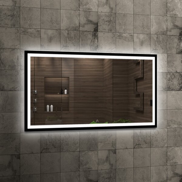 Venti Luxled zrcadlo 120x60 cm obdélníkový s osvětlením černá 5907459662733