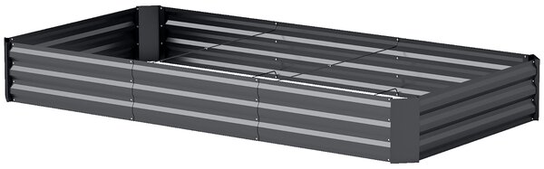 Outsunny Zahradní Truhlík, Obdélníkový Vyvýšený Záhon s Bezpečnostním Okrajem a Otevřeným Dnem, pro Květiny a Bylinky, 240 x 120 x 30 cm, Tmavě Šedý |