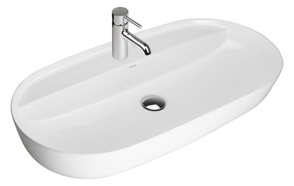 Oltens Hamnes umyvadlo 80x40 cm oválné na pult bílá lesk 41315000