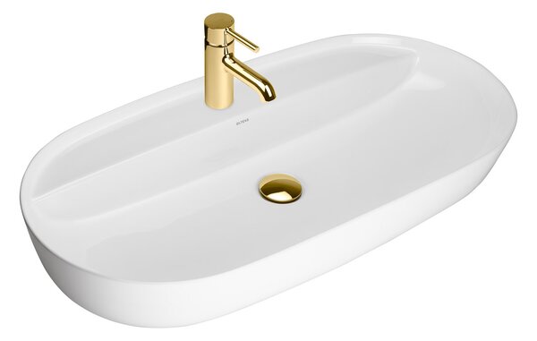 Oltens Hamnes umyvadlo 80x40 cm oválné na pult bílá lesk 41315000