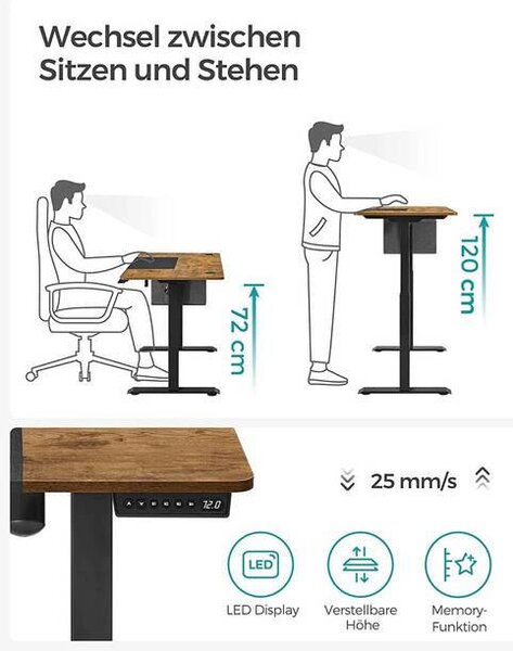 PC STŮL, hnědá, černá, 120/60/72-120 cm Boxxx - Online Only psací stoly, Online Only