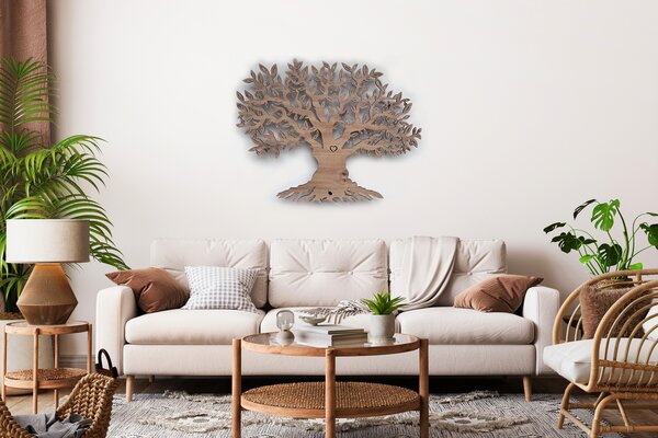 "Olivovník" světelný strom s baterií 80x68cm provedení: dub světlý, varianta: ovládání na obraze (bez dálkového ovladače)