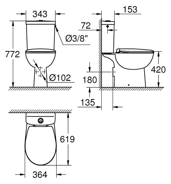 Grohe Bau Ceramic wc kombi bílá 39347000
