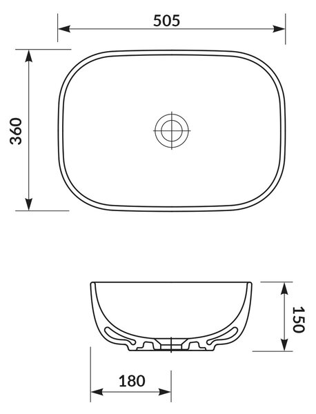 Cersanit Moduo umyvadlo 50.5x36 cm obdélníkový na pult bílá K116-050