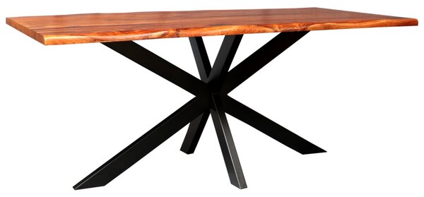 Jídelní stůl s kovovými nohami 160x90 cm z indického masivu palisandr