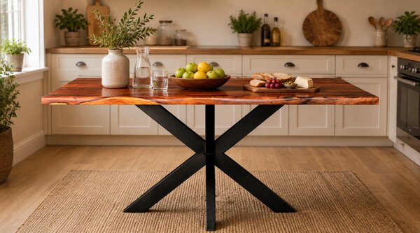 Jídelní stůl s kovovými nohami 160x90 cm z indického masivu palisandr