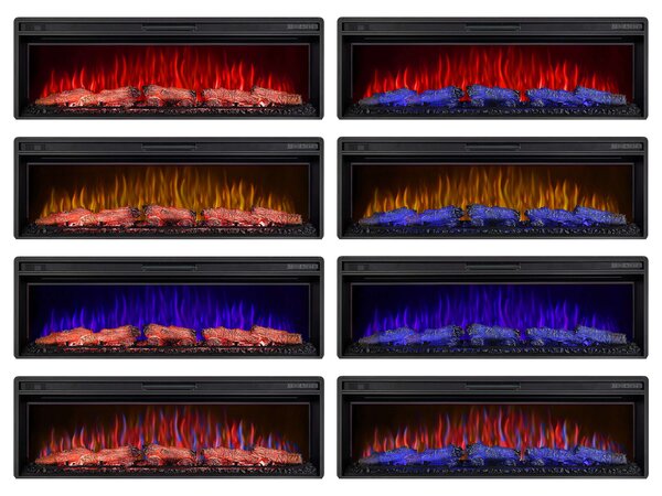 ArtiFlame Elektrický krb AF50 Multicolour Elektrický vestavný krb s topením 1600W realistický 3D efekt plamene LED osvětlení Dálkové ovládání Černá barva