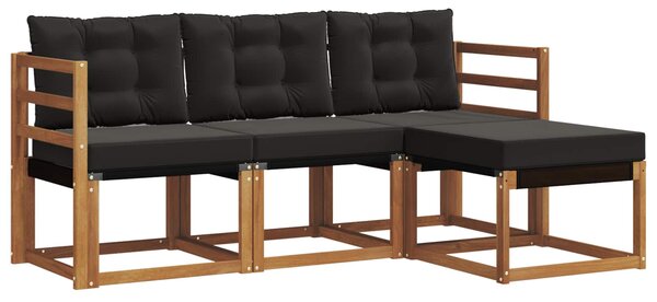 Venkovní pohovková souprava 4 ks Přirozená a černá 3368535