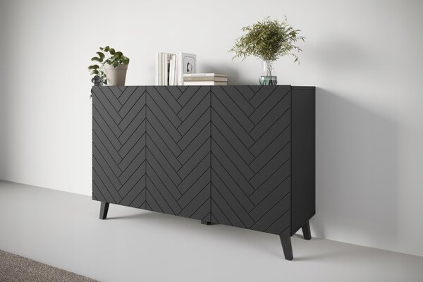 Třídveřová komoda PHUKET 120 cm, příborník MDF čelo, měkké zavírání