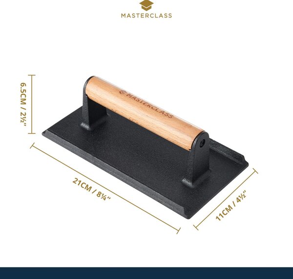 Litinový steak press MasterClass 21 cm | Těžítko na maso MCGRILLPRESS