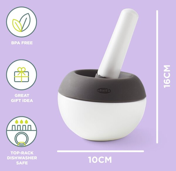 Keramický hmoždíř Chef'n SpiceBall s krytem proti odstřikování pro koření, bylinky, pesta i marinády 5284622EU