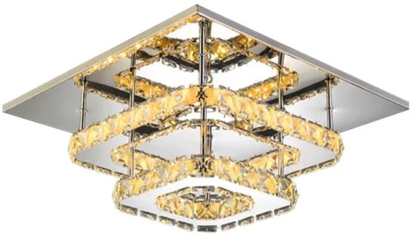 Toolight - LED křišťálová stropní lampa 8W čtvercová 30x30cm APP409-C, teplé světlo 3000K, OSW-65007