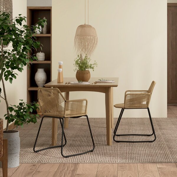 HOMCOM Sada 2 jídelních židlí, ratanový design, bohémský styl, ocelová základna 56 x 59 x 74 cm | Aosom