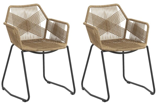 HOMCOM Sada 2 jídelních židlí, ratanový design, bohémský styl, ocelová základna 56 x 59 x 74 cm | Aosom