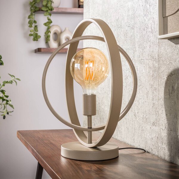 ZIJLSTRA Stolní lampa Turn Around, béžová, výška 43 cm, kov, E27, Krémová / jantar, Obývací pokoj / jídelna, kov, Moderní