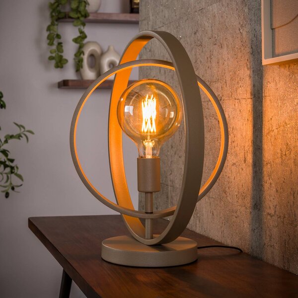 ZIJLSTRA Stolní lampa Turn Around, béžová, výška 43 cm, kov, E27, Krémová / jantar, Obývací pokoj / jídelna, kov, Moderní