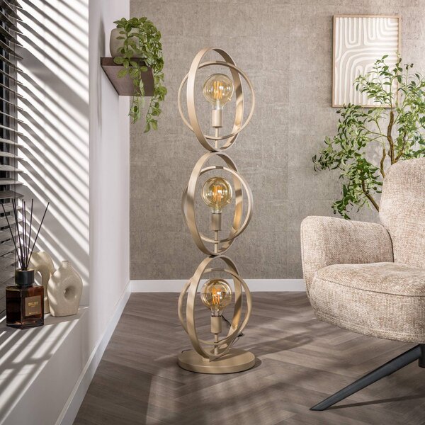 ZIJLSTRA Stojací lampa Turn Around, béžová, 3 žárovky, výška 124 cm, E27, Krémová / jantar, Obývací pokoj / jídelna, kov, Moderní