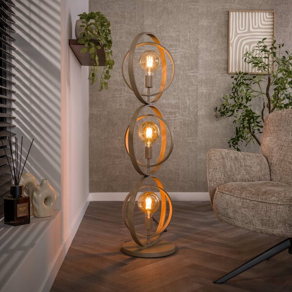 ZIJLSTRA Stojací lampa Turn Around, béžová, 3 žárovky, výška 124 cm, E27, Krémová / jantar, Obývací pokoj / jídelna, kov, Moderní