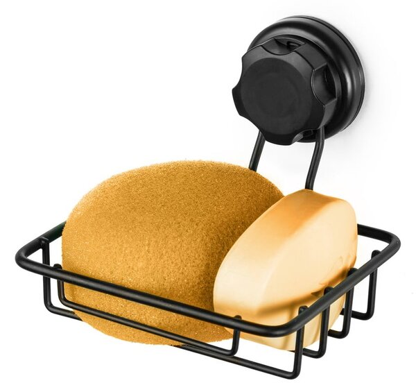 Černý samodržící nástěnný držák na mýdlo Compactor Bestlock Black Soap & Sponge Holder