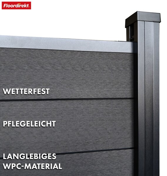 WPC plot Kronos s robustními hliníkovými sloupky 180x180 cm černý