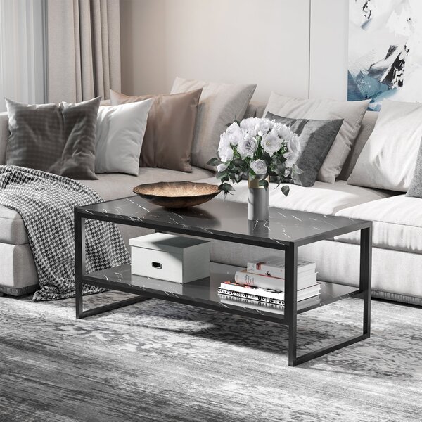 HOMCOM Moderní konferenční stolek se 2 policemi 106 x 50 x 47 cm Černý | Aosom