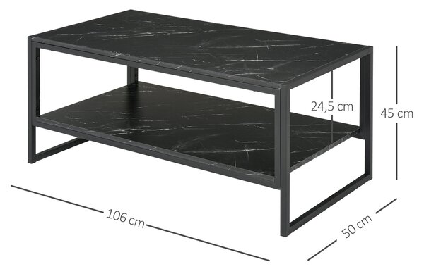HOMCOM Moderní konferenční stolek se 2 policemi 106 x 50 x 47 cm Černý | Aosom