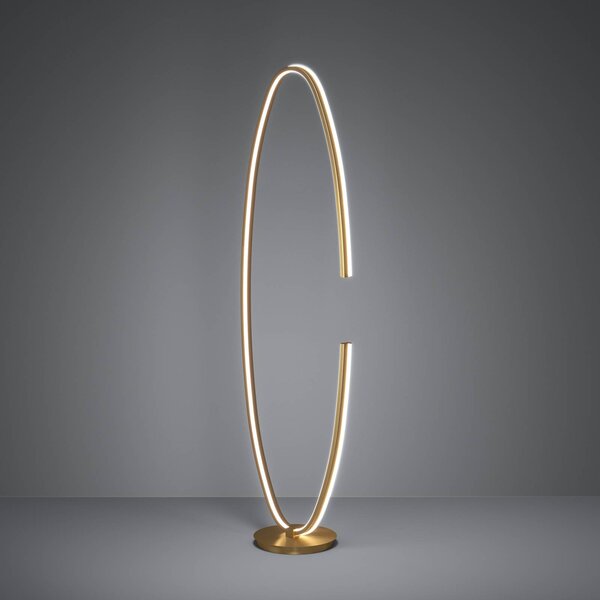 Stars of Light LED stojací lampa Bogado, zlatá, 143 cm, stmívatelné, stmívatelný, Mosaz / zlato, Obývací pokoj / jídelna, kov, Moderní