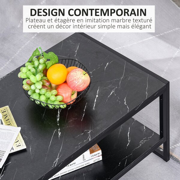 HOMCOM Moderní konferenční stolek se 2 policemi 106 x 50 x 47 cm Černý | Aosom